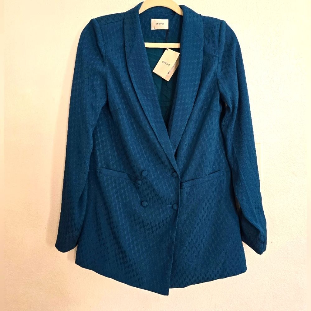 NWT Gestuz Nete Double Breast Blazer In Green Teal Size 38